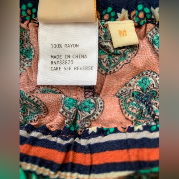 NWOT Lucy & Laurel Multicolor Light & Airy Bohemian Pants with Drawstring Waist - Picture 6 of 7